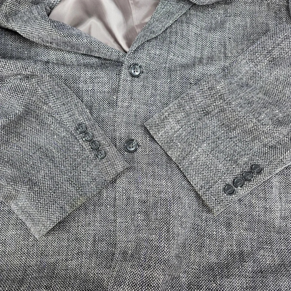 Stafford Blazer‎ 46R 100% Silk Tweed Black White Sport Coat Two Button